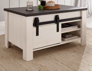 Couchtisch "Stove" weiß Pinie Wohnzimmer Tisch mit Stauraum 93 x 60