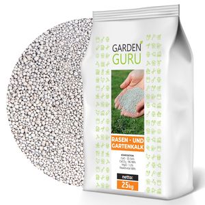 Rasenkalk Gartenkalk 25 kg Kalk Düngekalk Granulat Rasendünger GardenGuru Kalkgranulat Dünger Rasendünger Entfernt Moos  25kg