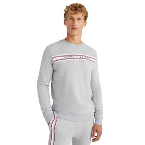 Tommy Hilfiger Herren Lounge-Sweatshirt mit bedrucktem Logo, Grau M