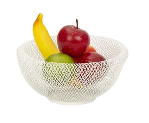 Moderner Obstkorb aus Metall, Weiß Obstschale doppelwandig, Obstaufbewahrungskorb, Multifunktionaler Obstkorb 25x13 cm