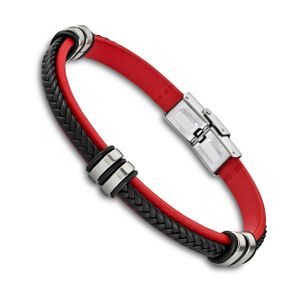 Leder Armband LS1829-2/3 Lotus Style rot 21 cm