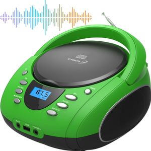 Cyberlux Tragbarer CD-Player | USB | FM-Radio | 20 Speicherplätze | AUX IN | Kopfhöreranschluss | Kinder Radio | CD-Radio | Boombox | grün Cyberlux Tragbarer CD-Player | USB | FM-Radio | 20 Speicherplätze | AUX IN | Kopfhöreranschluss | Kinder Radio | CD-Radio | Boombox | grün