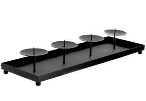 Metall Adventskerzen Halter anthrazit - 40 cm - Kerzen Tablett mit 4 Haltern mit Docht - Adventskranz zum selbst dekorieren