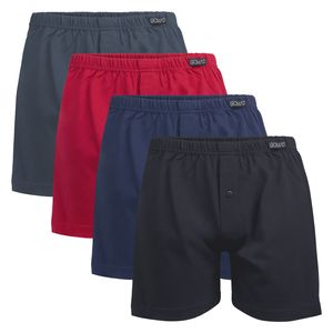 Gomati Herren Jersey Boxershorts (4 Stück) Stretch Unterhose aus Baumwolle - Schwarz-Navy-Anthra-Rot 3XL/9