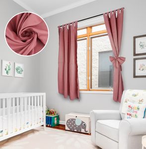 Alavya Home® Vorhang Kinderzimmer 2er-Set - Vorhänge Kurz 100x150 cm aus Polyester Blickdicht mit riesiger Schleife Rosa