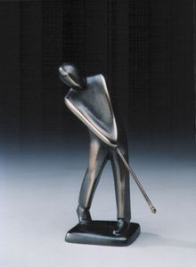 Bronzeskulptur Golfspieler chippend 19 cm