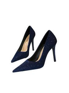 Damen Pumps Stiletto Schuhe Pointy Toe High Heels Leichte Rutschfeste Low Top Pump Hochzeit Blau 10CM,Größe:EU 38