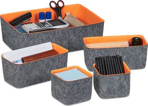 relaxdays 5-teiliger Schubladen Organizer Filz