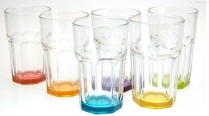 Trinkglas Cocktailglas Caipirinha Glas Transparent oder Farbig sortiert 300 ml , Farbe:Mehrfarbig sortiert, Stückzahl:6 Stück