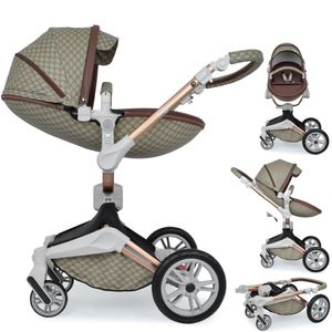 Daliya® 2in1 360° Turniyo Kinderwagen mit Sportsitz & Babywanne Buggy Kombikinderwagen Farbe Braun mit Motiv
