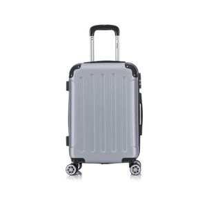 Flexot® F-2045 Handgepäck Bordcase Trolley Koffer Reisekoffer Hartschale Doppeltragegriff mit Zahlenschloss Gr. M Farbe Silber