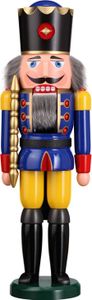 Erzgebirge Holz Nussknacker Figur Seiffener König 50 cm, Farbe:blau