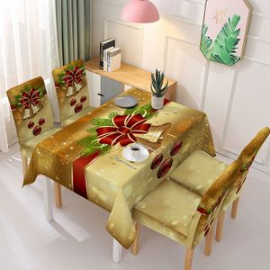 140*140 cm Wasserdichte Weihnachtstischdecke mit Glockenmuster für weihnachtliche Heimdekoration, gold