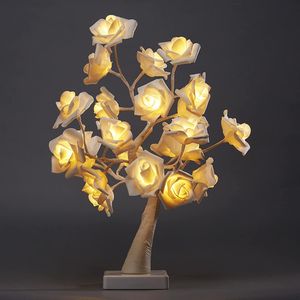 LED Baum Lampe LED Rosenlicht Tischlampe Rosenbaum Lichterbaum für Schlafzimmer Tisch Dekoration