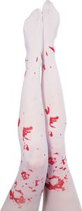 Strumpfhose mit Blutoptik 50 DEN Weiß Blut Horror Halloween Karneval Party Cosplay