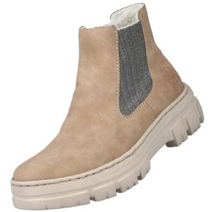 Rieker Damen Chelsea Boot Dicke-Sohle Stiefelette Reißverschluss Z7465, Größe:39 EU, Farbe:Beige