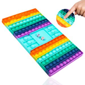 32.5*19cm Fidget Toys Push it Pop up Bubble Sensory Relief Toy Bunt Schachbrett Spiel Mit 2 Würfeln Stressabbau-Spielzeug