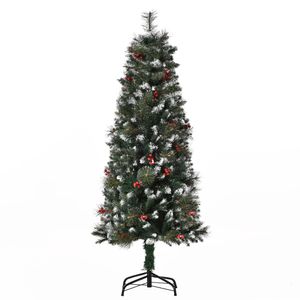 HOMCOM künstlicher Weihnachtsbaum 1,5 m Christbaum Tannenbaum 360 Äste PVC Metall Grün+Weiß Ø50 x 150 cm