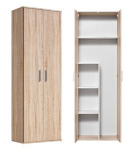 mokebo® Besenschrank, Haushaltsschrank o. Putzschrank 'Der Lange', Mehrzweckschrank mit Staubsaugerfach für Akkustaubsauger (Max. 141x26x34 cm), Schuhschrank in Braun aus Holz, 60x180x34 (B/H/T in cm)