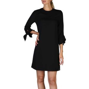 Calvin Klein Damen Kleid Markenkleid Freizeitkleid Businesskleid mit Rundhalsausschnitt, 3/4 Arm, Größe:32, Farbe:Schwarz