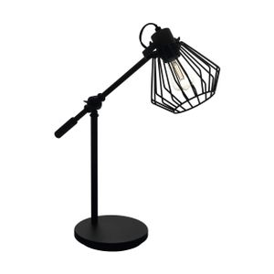 EGLO Tischlampe Tabillano 1, Tischleuchte Vintage, Industrial, Retro, Nachttischlampe aus Stahl, Wohnzimmerlampe in Schwarz, Lampe mit Schalter, E27