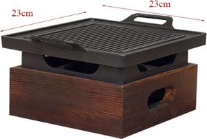 Rauchfreier tragbarer BBQ-Grill zum Grillen mit Holzkohle, 23x23cm, Braun & Schwarz