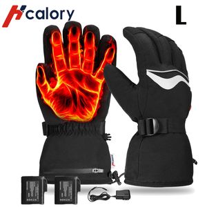Hcalory® Beheizbare Ski Handschuhe Wasserdicht Heizhandschuhe Motorradhandschuhe mit 2x 3200 mAh Batterie, 45/55/65℃ Temperaturregelung,L