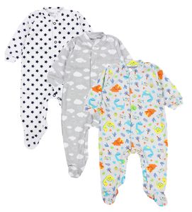 TupTam Baby Jungen Schlafstrampler Langarm Strampler Schlafanzug mit Fuß 3er Pack, Farbe: Farbenmix 1, Größe: 86