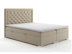 MOB, Manželská posteľ Boxspring 140 cm - Gllamy (béžová) (s úložným priestorom)