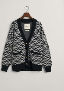 Mehrfarbige Strickjacke mit Fischgrätmuster