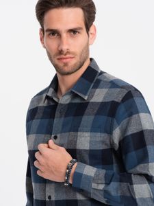 Ombre Clothing Flanellhemd für Männer Galaeron Blau M
