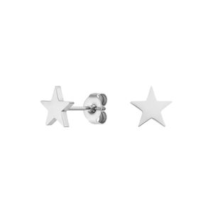 LUUK LIFESTYLE Ohrringe mit Sternen Motiv aus hochwertigem Edelstahl mit wunderschöner Geschenkbox, schlichtes Design und vielseitig kombinierbar, Damenschmuck, sternenförmige Ohrstecker, Silber
