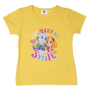 Paw Patrol T-Shirt für Mädchen Skye & Everest - You make me smile mit Glitterprint Oberteil kurzärmlig Gelb, Größe:110-116