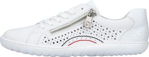 Rieker Damen Schnürschuh Slip-On Sneaker aus Leder mit Lochmuster 52824, Größe:40 EU, Farbe:Weiß