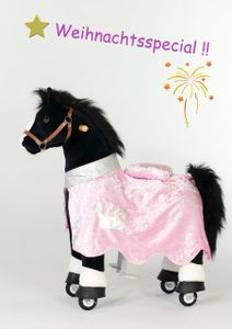 PonyCycle by Inline Animals Black Beauty (Ux426-15) Modell 2022, mit Bremse, Soundmodul und Zügel, Größe M inkl. abnehmbare Decke & Sattelbezug, Farbe:Rosa