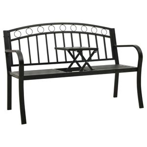 Prolenta Premium  Gartenbank mit 1 Tisch 125 cm Stahl Schwarz