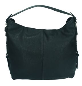 Damen Handtasche LONDON 2 Henkeltasche Umhängetasche mit Reißverschluss  Farbe: schwarz