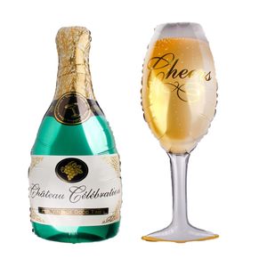 Folienballon Champagner, Sektflasche mit Glas, ca. 45 cm