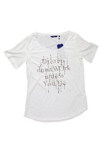 Tom Tailor Shirt Burn-Out Wash "Dreams don't work unless you do", Gr. S