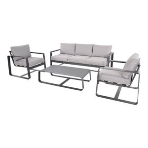 Garten Loungegruppe BELEZZA inkl. 3-Sitzer, 2 Sessel & Tisch in grau