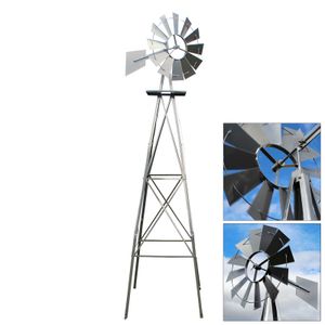US Windrad 245cm silberfarben Windmühle Windspiel Kugellager Mühle
