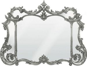 Casa Padrino Barock Spiegel Antik Silber 129 x H. 99 cm - Prunkvoller Wandspiegel im Barockstil - Antik Stil Garderoben Spiegel - Barock Interior - Handgefertigte Barock Möbel