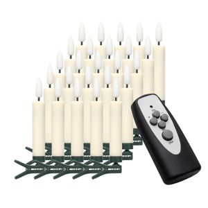 3D-Flamme Weihnachtsbaumkerzen | kabellose Weihnachtskerzen mit Fernbedienung | dimmbar | Timer | Baumkerze mit real Flame Modus | 11,5 cm (creme, 25er Set)