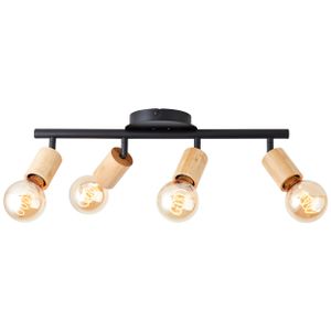 Brilliant Lampe Tiffany Strahlerrohre 4flg schwarz matt/natur  braun 4x A60, E27, 28 W