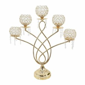 Držák svíčky 5 ramen Crystal Candlestick Metal Votive Pillar Candle Holder Wedding Party Decor