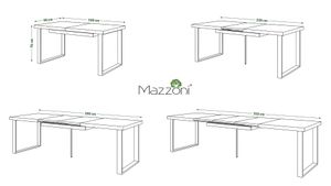 Design Esstisch Avella Tisch ausziehbar 160 bis 310 cm, Farbe:Beton - Schwarz matt