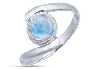 Ring aus 925 Silber mit Regenbogen Mondstein, Ringgröße:50 mm / Ø 15.9 mm