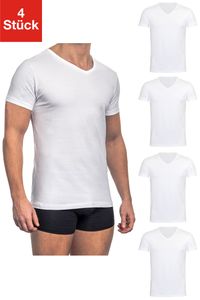 Barrio 13 Unterhemd T-Shirt Business mit Kurzarm und V-Ausschnitt für Herren ( 4 Stück ) Feinripp aus 100% Baumwolle