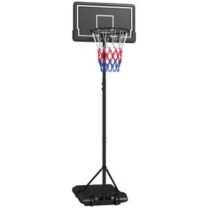 SPORTNOW Basketballkorb mit Ständer Höhenverstellbarer Basketballständer mit Rollen und bruchsicherem Rückwand, 220-250 cm Basketball-Backboard-Stände