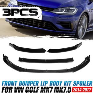 Für VW Golf MK7 MK7.5 2014-2017, Glänzend Schwarz, Frontstoßstange Lip Spoiler Trim Stoßstange 3PCS/Set